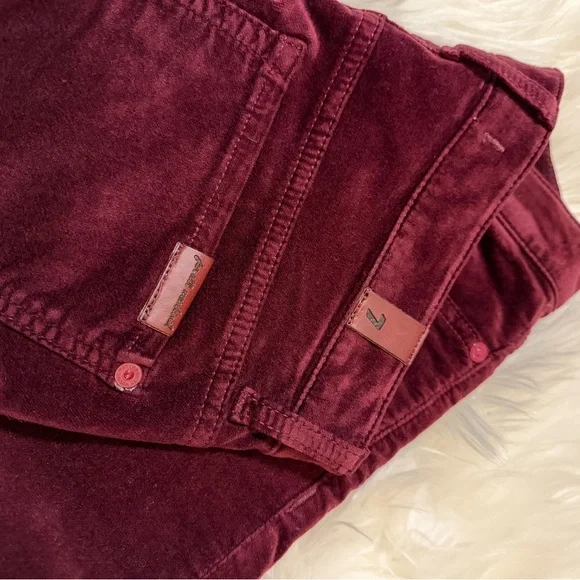 7 For All Mankind Women's Burgundy Velvet Straight Leg Jeans - Picture 4 of 5